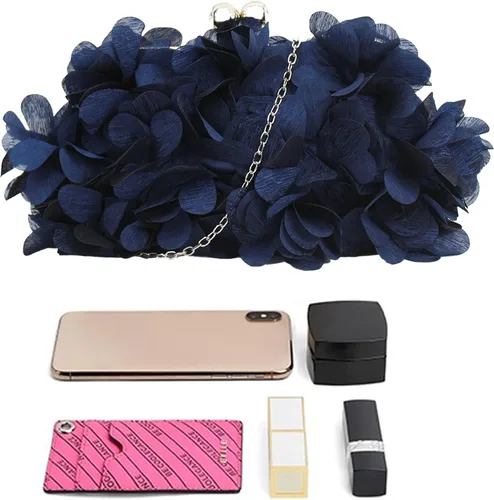 Vista 3 de Buddy - Bolso de mano de satén suave para mujer, con forma de rosa, para boda, fiesta