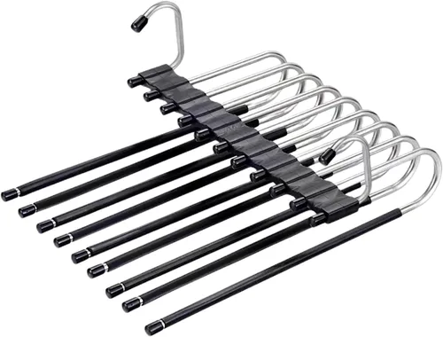 Vista 4 de Percha para pantalones de 9 capas, ahorro de espacio, perchas Negro