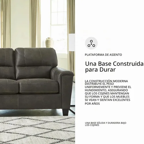 Vista 10 de Signature Design by Ashley - Sofá de 3 plazas de piel sintética Navi, color gris, 89 pulgadas de ancho