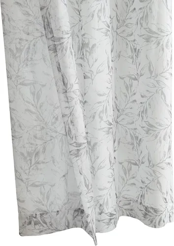 Vista 4 de Jennifer - Cortina transparente con ojales y estampado botánico, 52 x 84 pulgadas, color gris
