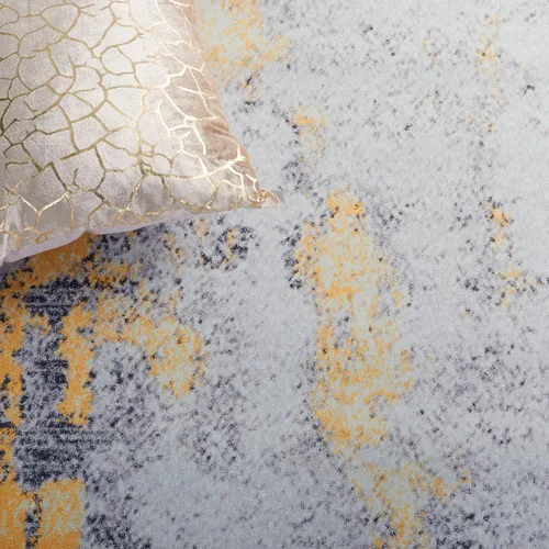 Vista 5 de SAFAVIEH Alfombra lavable Tacoma Collection – 2 pies 6 pulgadas x 4 pies, gris y dorado, antideslizante y fácil de limpiar, ideal para entrada