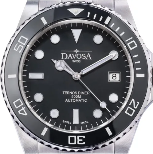 Vista 2 de Davosa Swiss Made - Reloj analógico automático Ternos profesional, correa de muñeca de acero inoxidable, bisel de cerámica premium
