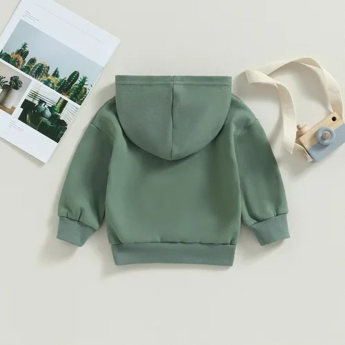 Vista 3 de AEEMCEM Sudaderas con capucha unisex para bebé, niño, niña, básicas, sólidas, de manga larga, con bolsillo de canguro, sudadera con capucha y sin