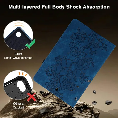 Vista 5 de Funda para Samsung Galaxy Tab S5e 10.5 2019 Modelo SM-T720/T725/T727, funda delgada de piel sintética con soporte multiángulo y soporte