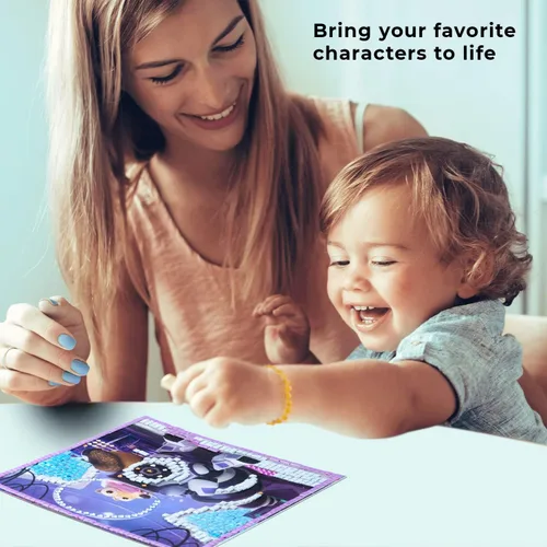 Vista 2 de ALEXES Kits de arte de calcomanías de mosaico para niños, mosaico de números adhesivos, mosaicos adhesivos para niños, póster adhesivo de mosaico