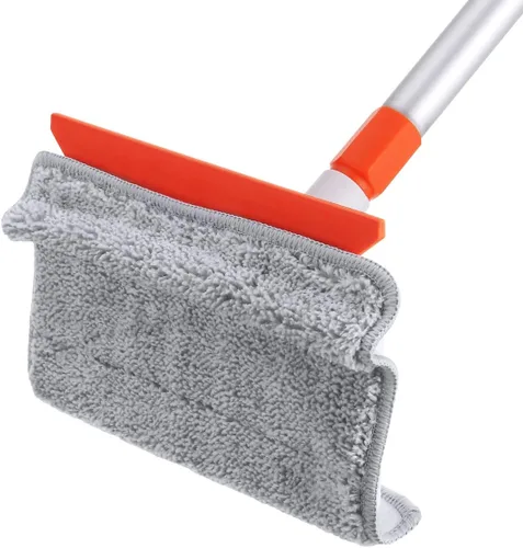 Vista 2 de Qaestfy Paquete de 2 almohadillas de microfibra compatibles con QAE011 Herramienta de limpieza de pared y zócalo con mango largo modelo QAE014