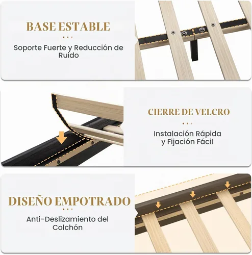 Vista 4 de SHA CERLIN Base de cama tapizada de plataforma negra tamaño Queen con cabecera ajustable de 3 niveles de altura, soporte de listones de madera,