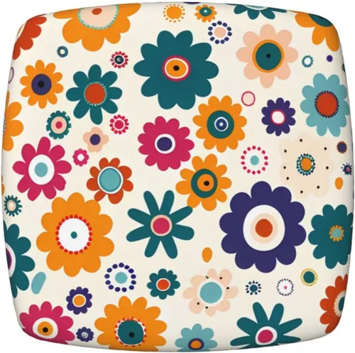 Vista 25 de Fundas de asiento cuadradas para silla de comedor con girasoles azules vintage, de 16.9 pulgadas, dos piezas, funda de cojín elástica ajustable