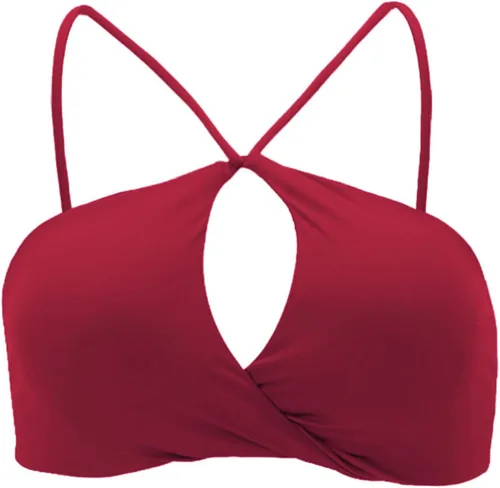 Vista 5 de Aoxjox Brasier deportivo de entrenamiento para mujer, ajustado, sin espalda, acolchado, Ariel, halter, brasier para yoga, camiseta corta sin mangas