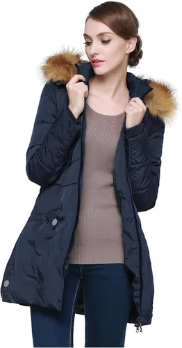 Vista 4 de Orolay - Chaqueta de plumón para mujer con capucha de piel sintética