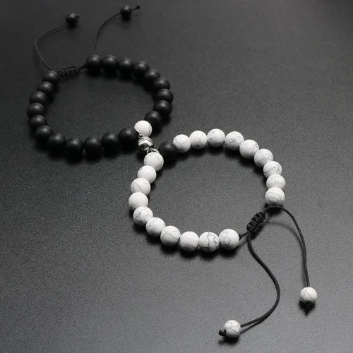 Vista 5 de Pulseras magnéticas a juego con tu novio y novia con cuentas para mujeres, hombres, amantes de los mejores amigos, pulseras de conexión para regalo