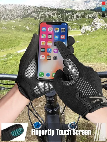 Vista 4 de COFIT Guantes de ciclismo antideslizantes para hombres y mujeres, guantes transpirables para pantalla táctil, guantes de bicicleta de montaña