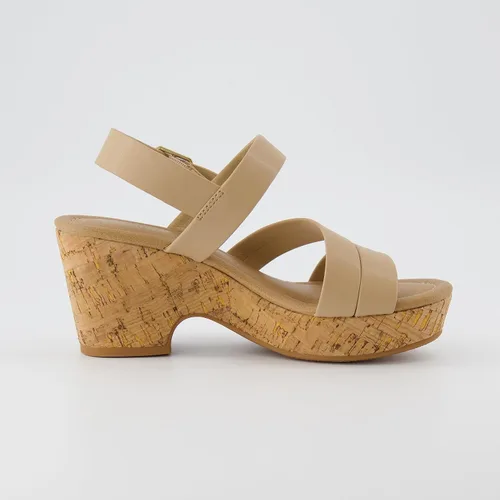 Vista 4 de CUSHIONAIRE Sandalia Russ de cuña de corcho para mujer + espuma viscoelástica, anchos disponibles