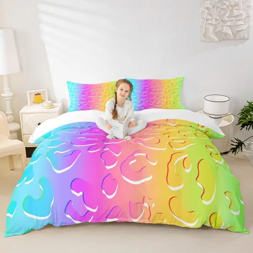 Vista 29 de Juego de funda de edredón para niños, tamaño individual, diseño de cebra y leopardo con purpurina, decoración de habitación para niñas y mujeres