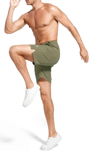 Vista 6 de Kgamfar Pantalones cortos deportivos para hombre, de secado rápido, con cordón en la cintura, pantalones cortos atléticos para gimnasio