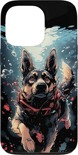 Vista 9 de iPhone 16 German Shepherd Dog Diving Swimming Underwater Case