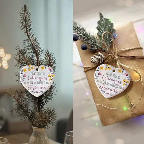Vista 4 de YZEXEZY Adorno de regalo de compañero de trabajo, adorno colgante de cerámica para colega, despedida de jubilación, cumpleaños, Navidad, Acción