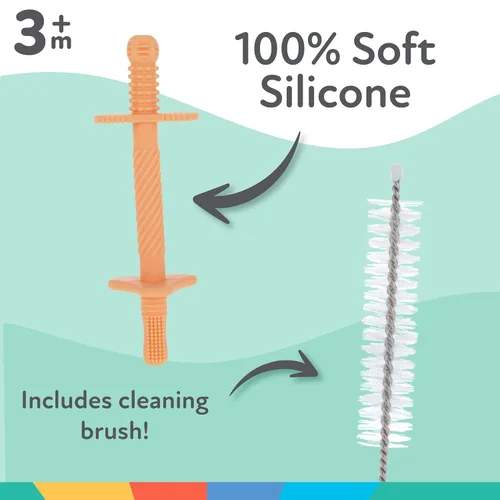 Vista 2 de Nuby Mordedores de Silicona Sensorial en Tubo - (Paquete de 3) Juguetes de Dentición Texturizados para Bebés y Lactantes - 3+ Meses - Naranja, Azul