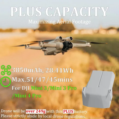 Vista 2 de Mini 4 Pro Batería Plus para DJI, Batería de Vuelo Inteligente de 3850mAh-7.38V Plus para Reemplazo de Serie de Dron DJI Mini 3 Pro