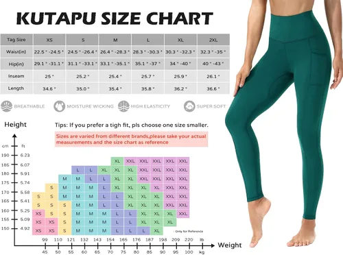 Vista 4 de KUTAPU Leggings de entrenamiento para mujer, leggings de cintura alta, pantalones de yoga suaves de 78 de longitud con bolsillos