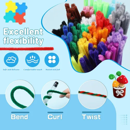 Vista 3 de 200 Pcs Pipe Cleaners, 20 Colors Pipe Cleaners Bulk for Crafts