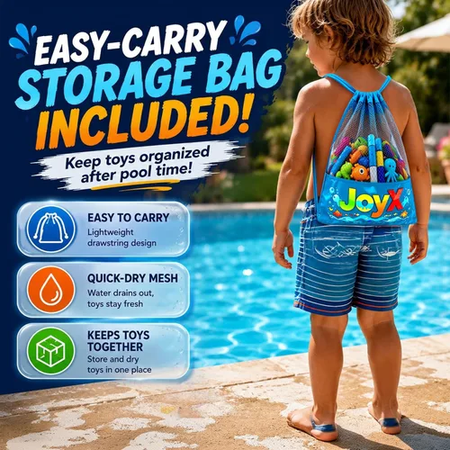 Vista 8 de JoyX - Juego de 35 piezas de juguetes de buceo para piscina con cubos LED, gafas y bolsa de transporte Glow-in-the-dark toys, 5 LED light-up