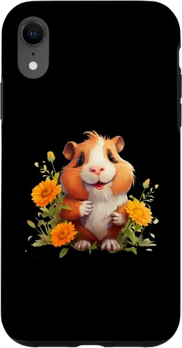 Vista 8 de iPhone 15 Guinea Pig with Flowers for a Guinea pig Lover Case