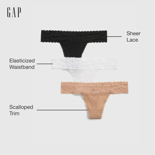 Vista 2 de GAP Paquete de 3 calzoncillos de encaje para mujer