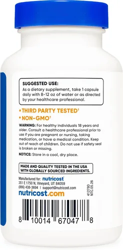 Vista 4 de Nutricost Cápsulas de ajenjo 450 mg, 120 cápsulas, sin gluten y sin OMG