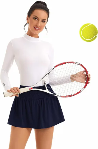 Vista 2 de SILKWORLD Faldas de tenis para mujer, falda pantalón de golf atlética de cintura alta con bolsillos, falda de entrenamiento activo
