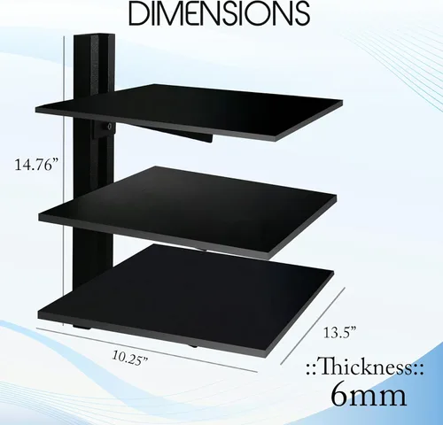 Vista 2 de FEBTECH - Estantes centrales de entretenimiento de pared - Estante para proyector - Estantes flotantes para TV, reproductores de DVD, consolas