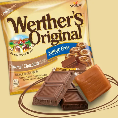 Vista 3 de Werther's Original Caramelo Chocolate Caramelo Libre de Azúcar Caramelo