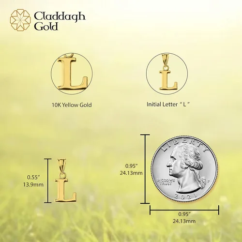 Vista 4 de Claddagh Gold - Dije personalizado con inicial A-Z en oro amarillo macizo de 10 quilates