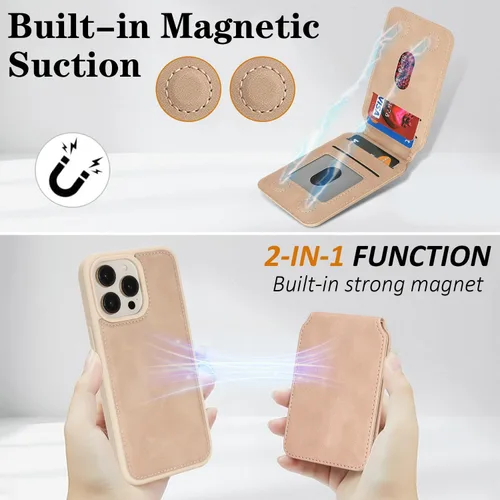 Vista 4 de Havaya Funda MagSafe compatible con iPhone 13 Pro Max con tarjetero - Funda magnética desmontable 2 en 1 - Ranuras para tarjetas de crédito de carga