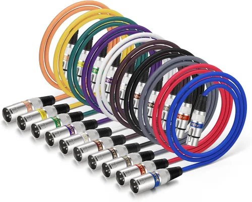 Vista 27 de EBXYA Cable XLR de 2 pies, paquete de 10 unidades, 3 pines, cable de micrófono XLR equilibrado macho a hembra, adecuado para mezclador de audio 10