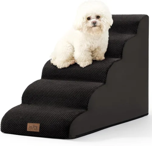 Vista 13 de COZY KISS Escaleras anchas para perros pequeños de 15.7 pulgadas de alto, escalón para mascotas para cachorros, gatos mayores, rampa curva