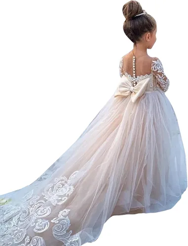 Vista 5 de Pageant Flower Lace Dress Pageant Kids Wedding Holiday Party Dresses Birthday Dress