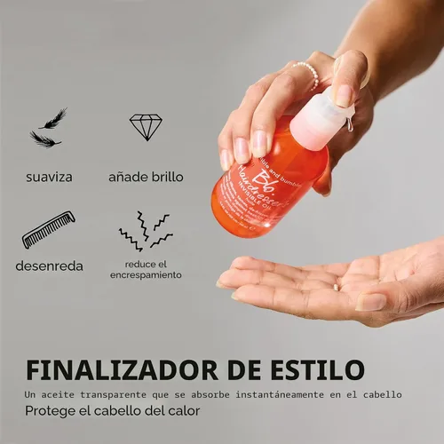 Vista 7 de Bumble and bumble. Hairdresser's Invisible Oil Frizz-Reducing Hair Oil Heat Protection, Frizz Control + Shine Curly, Wavy, Straight With
