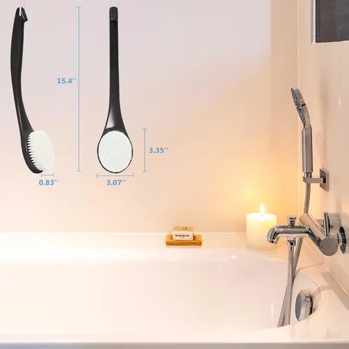 Vista 6 de Cepillo de ducha exfoliante para el cuerpo, nunca se moldea de 15 pulgadas, cepillo de espalda de mango largo para ducha, cepillo corporal