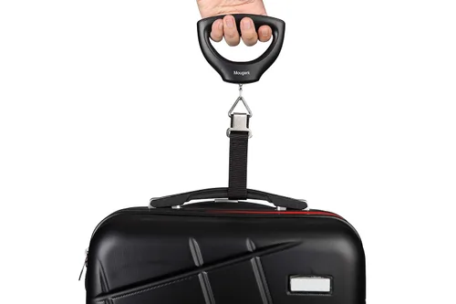 Vista 6 de Mougerk - Báscula de peso digital portátil para equipaje 110 libras 1102lbs 2 pilas AAA no incluidas negro