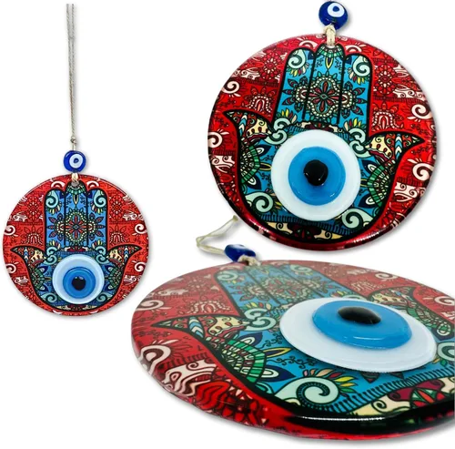 Vista 4 de Juego de regalo hecho a mano de protección ocular de 3 piezas, dijes Fusion Hamsa Hand Evil Eye, adornos de decoración de pared con atrapasueños