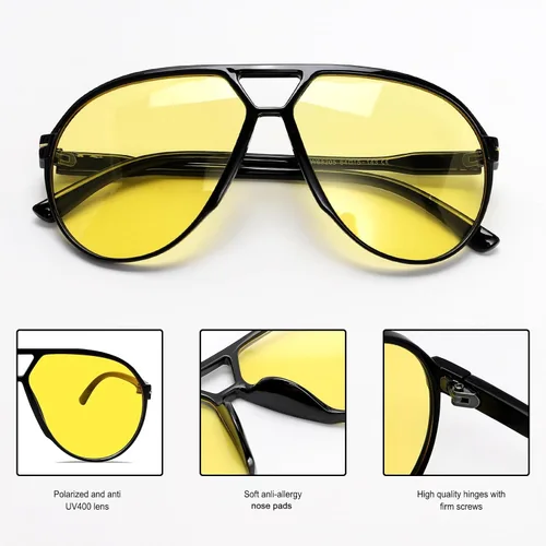 Vista 4 de Lentes de sol estilo aviador retro para mujeres y hombres, de gran tamaño, clásicos de los años 70, vintage, a la moda, sin enredos, cuadrados