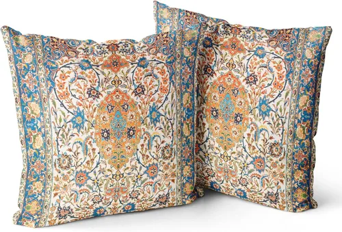 Vista 10 de Snycler Fundas de almohada boho 16x16 pulgadas juego de 2, almohadas de estilo boho para sofá en azul marino, rojo, geométrico, floral, decorativas