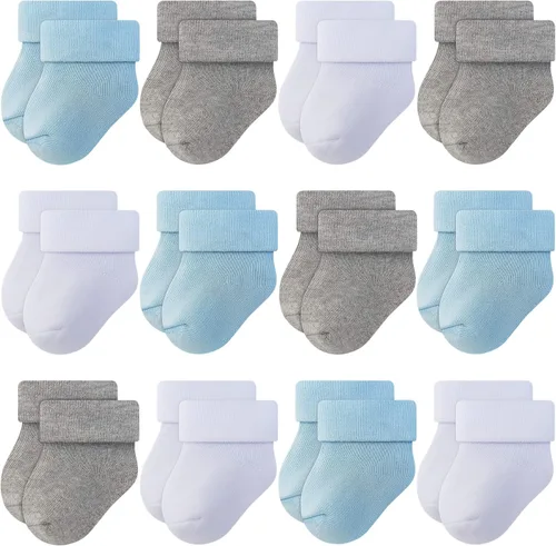 Vista 10 de RATIVE Baby Socks Soft Terry Turn Cuff For Newborns (0-6 Months)