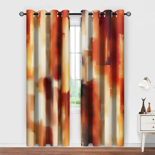 Vista 7 de Aimego Cortinas opacas abstractas con ojales para ventana, para el hogar, dormitorio, sala de estar, 2 paneles (42 x 54 pulgadas)