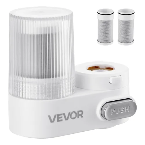 Vista 14 de VEVOR Filtro de agua de montaje en grifo, purificador de agua horizontal para grifo de fregadero, filtros de fibra de carbono, elimina el plomo
