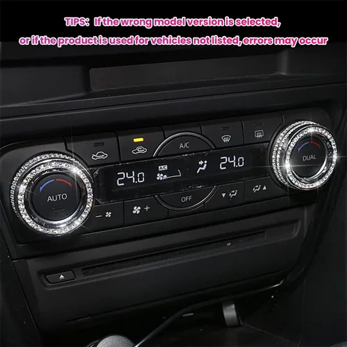 Vista 8 de Tapones para pomos de aire acondicionado, compatibles con Mazda 3 (2014-2018), cristal, decoración