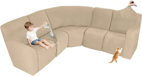 Vista 91 de ALIECOM Fundas 100% impermeables para sofá seccional reclinable, forma de L, elásticas, para esquina, funda para sofá seccional reclinable, lavable