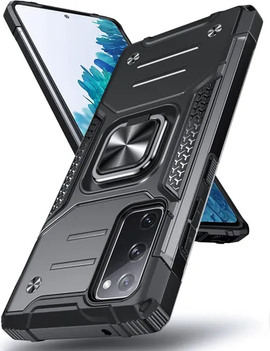 Vista 112 de DASFOND Diseñada para funda Galaxy S8 con soporte, anillo metálico giratorio mejorado de 360°, soporte kickstand de grado militar, resistente a
