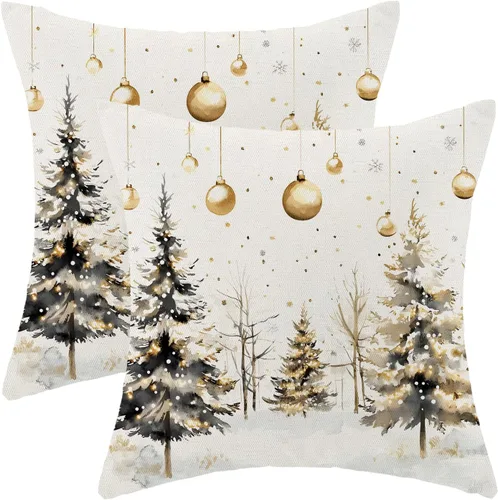 Vista 13 de Juego de 2 fundas de almohada navideñas de 18 x 18 pulgadas, con bastón de caramelo de hombre de jengibre, decoración de invierno, decoración